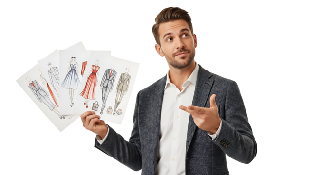 Designer presenting fashion sketches visualizing future collections and trends Creativity at its finest Inspiring new styles and innovation