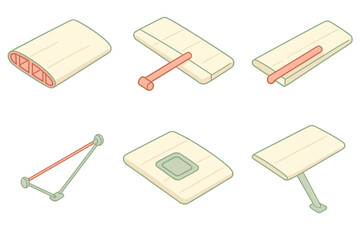 Isometric Aircraft Wing Detail. Isometric vector illustration set Light Aircraft Wing Detail: fabric-covered wing, simple aileron