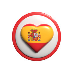 A heart-shaped emblem featuring the Spain flag, symbolizing love and national pride