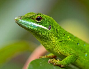 Obraz premium Close-up bright green lizard