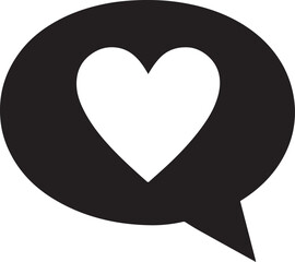 Love speech bubble icon silhouette vector, romantic chat symbol for Valentine’s message design.