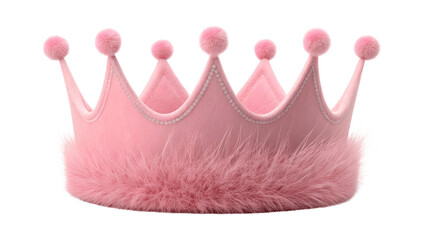 Pink princess crown isolated on transparent background, cute accessory
