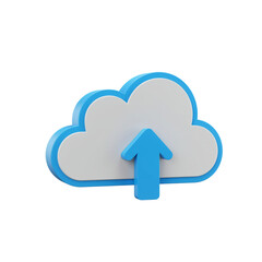 Cloud Upload Symbol with Blue Arrow Rising for Technology and Data Transfer