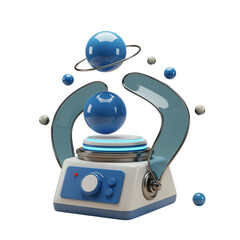 Conceptual Science Lab Setup with Spheres and Rings on a Black Background 3D Render