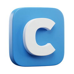 Elegant White Letter C on Blue Rounded Square An Illustrative Render