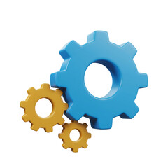 Illustration of interconnected gears representing mechanical systems processes and technological advancements in a vibrant 3D rendering