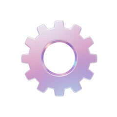 Iridescent gear on black background symbolising settings configuration or mechanical process with pastel hues
