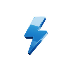 Isolated Shiny Blue Lightning Bolt on Black Background Symbolizing Power and Energy