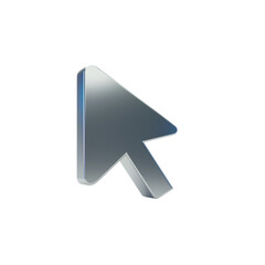 Metallic Silver Arrow Cursor on Black Background High Resolution Detailed Computer Pointer