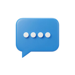 Minimalist Chat Bubble with Loading Dots Rendered in Blue and White on Black Background