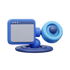Modern Blue 3D Computer Icon for Website Development and Digital Marketing Services