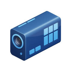 Modern Blue Camcorder Icon Isolated on Black Background Digital Video Recording Device