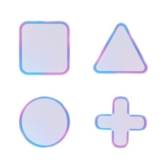 Pastel Geometric Shapes with Holographic Edges Square Circle Triangle Plus Design Elements