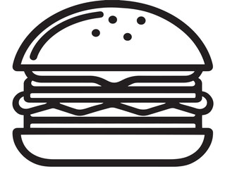 Sleek Burger Menu Icon in Professional Elegant Vector Illustration