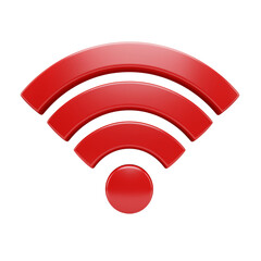 Red Wifi Symbol 3D Rendering on Black Background for Technology and Connectivity Concepts