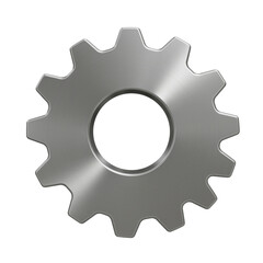 Shiny silver gear cogwheel on a black background offering a sense of precision and engineering