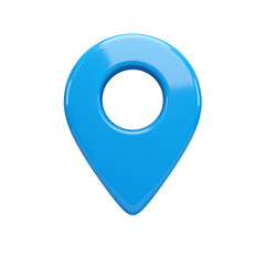Simple Blue Location Pin Icon with Glossy Finish and Black Background 3D Rendering