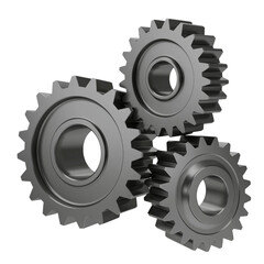 Three interlocked gears concept for mechanical engineering and industrial technology process