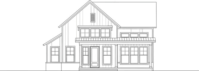 Fototapeta premium House blueprint, architectural plan, modern farmhouse style home