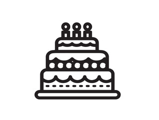 Beautiful Birthday Cake Icon in Minimalist Elegant Line Artwork