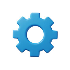 Vibrant Blue Cogwheel Gear Icon Render on Black Background for Technical Solutions