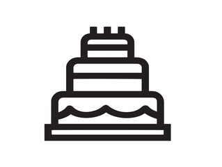 Modern Vector Birthday Cake Icon in Clean Minimal Line Design