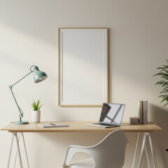 A Scandinavian Style Interior with a Home Office Mockup Scene.