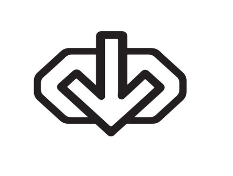 Elegant caret down symbol created in modern minimalist line art