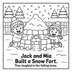 Black and White Holiday Coloring Page, Fun Christmas Coloring Page, Coloring Page Line Art, Christmas Coloring Page Illustration, Christmas Story