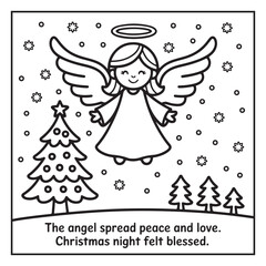 Black and White Holiday Coloring Page, Fun Christmas Coloring Page, Coloring Page Line Art, Christmas Coloring Page Illustration, Christmas Story