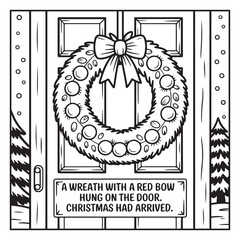 Black and White Holiday Coloring Page, Fun Christmas Coloring Page, Coloring Page Line Art, Christmas Coloring Page Illustration, Christmas Story
