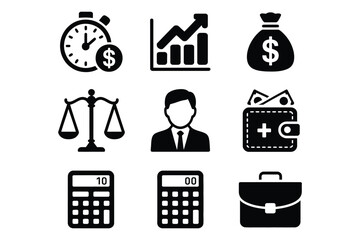 Financial success and business concepts represented by diverse icons