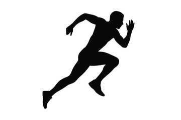 Naklejka premium Dynamic silhouette of a male athlete in mid-stride, conveying speed and determination.