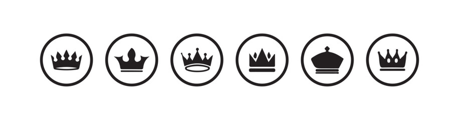 Crown icon set, crown vector icon,  Black crown symbol, Vector illustration eps 10.