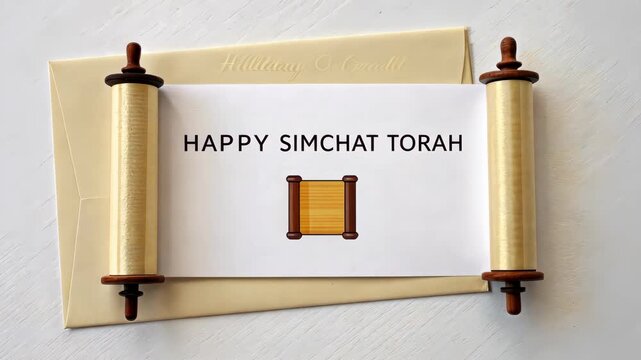 Simchat Torah Celebration Scroll with Greeting Card