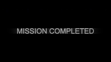 Mission completed text in black background. Perfect for business presentations, achievement announcements, project completion memos, or task accomplishment celebrations. Glitch Effect - Powered by Adobe