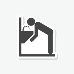 Water fountain icon sticker isolated on gray background