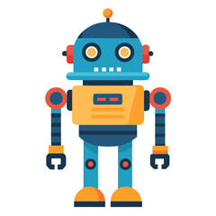 Fototapeta premium Whimsical robot character ready to inspire innovation and creativity, perfect for tech startups, children's education, and futuristic branding with a touch of retro charm