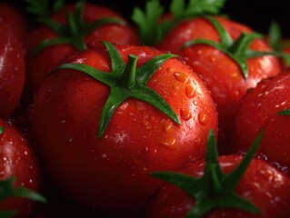 Shiny, fresh, ripe cherry tomatoes