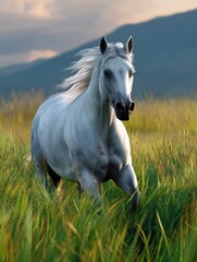 Galloping Horse in Meadow