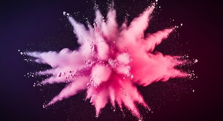 Explosion of pink and purple powder against a dark background