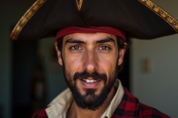 Pirate-Themed Man, Missing Tooth, Strikes a Pose for Close-Up Shot