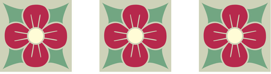 Elegant floral tile pattern design with intricate botanical elements and decorative borders