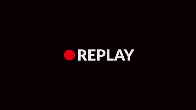 Replay button icon animation on transparent background, Replay icon video for Live broadcaster, action replay Animation icon and button with alpha channel in 4k.