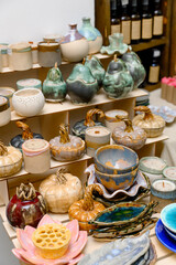 Exclusive clay tableware. Ceramic plates, dishes, and cups.