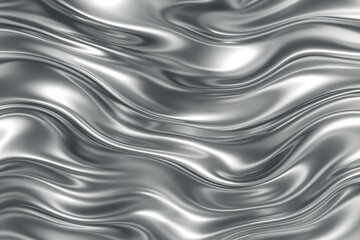 Obraz premium Fluid chrome liquid waves reflective silver abstract texture seamless metallic background