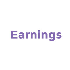 Fototapeta premium Earnings displayed in purple typography on white background 