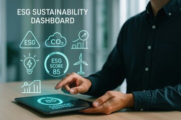 Esg sustainability dashboard analysis business environment digital content corporate responsibility data visualization