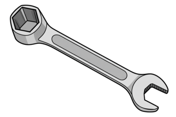 Metal combination spanner or wrench tool illustration

