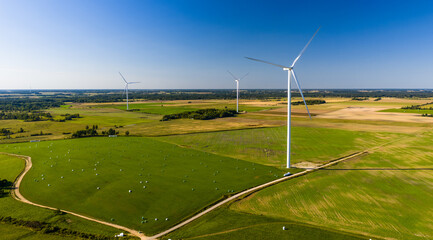 Windmills near Ukmerge in summer